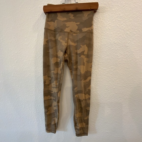 lululemon athletica Pants - Lululemon Athletica Ankle Leggings Brown Tan Camouflage Stretch Logo Women's